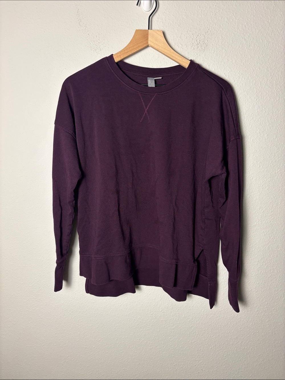 Sweaty Betty Deep Purple Terry Clothe Crewneck Sweatshirt